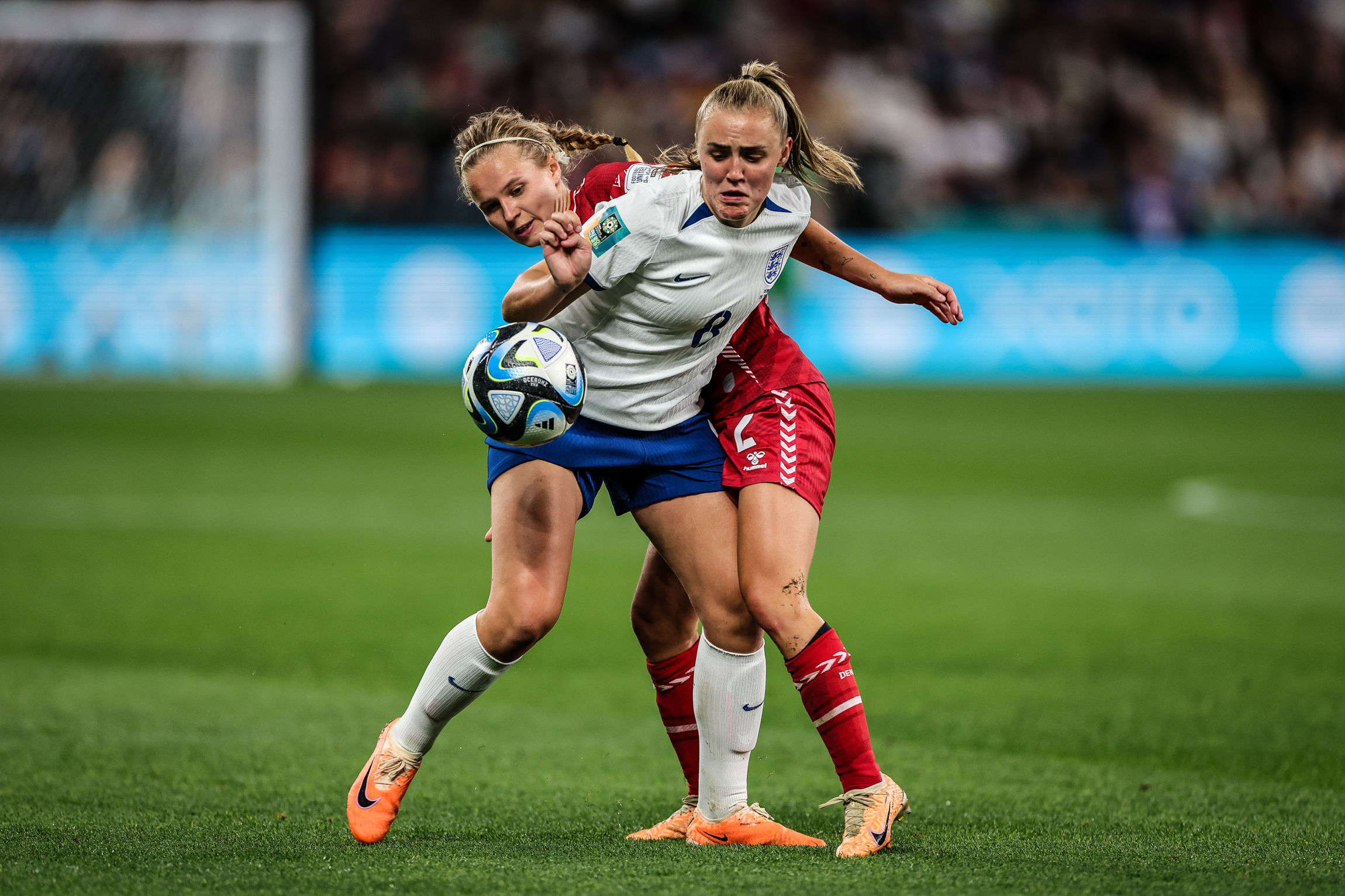 SYDNEY, AUSTRALIA - JULY 28: Georgia Stanway of England in action during the FIFA Women's World Cup Australia & New Zealand 2023 match between England and Denmark at Sydney Football Stadium on July 28, 2023 in Sydney, Australia.